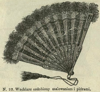 Wachlarz z malowaniem i piórami, 1875   Fan with painting and feathers, 1875
